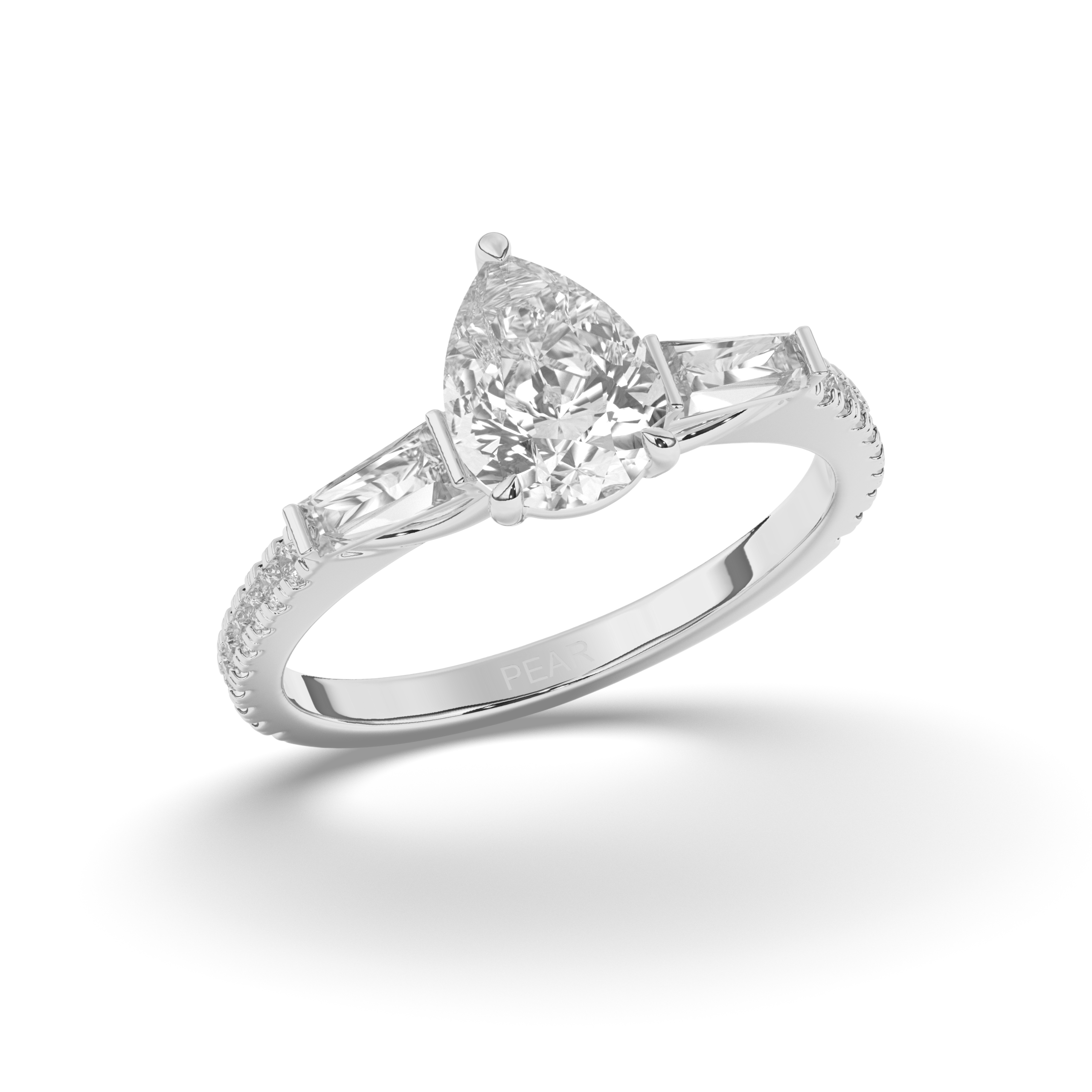 Lab-Grown Diamonds Solitaire Pear & Baguette Ring - Pear Jewels